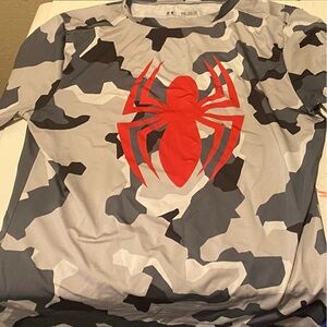 Under Armour Kids Camo Shirt with Red Spider Design